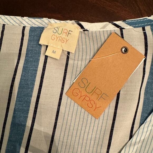 Surf Gypsy Swim Suit Cover Up Womens size Medium Blue and White Stripe - Picture 8 of 11